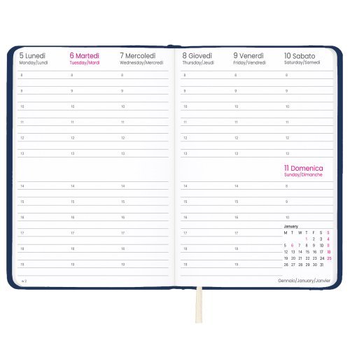 Agenda Settimanale 2027 PU Rigida 14,5x21 cm con Elastico