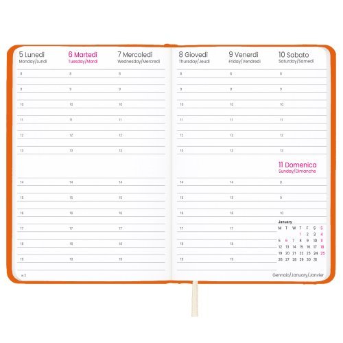 Agenda Settimanale 2027 PU Rigida 14,5x21 cm con Elastico
