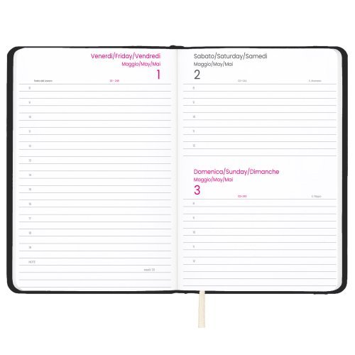 Agenda Giornaliera 2027 rigida PU 24x17cm bianca con elastico