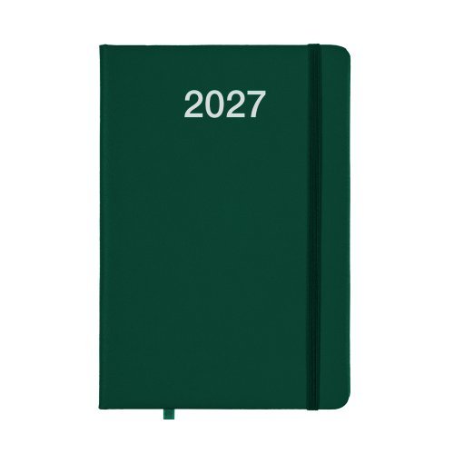Agenda Giornaliera 2027 rigida PU 24x17cm bianca con elastico