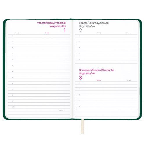 Agenda Giornaliera 2027 rigida PU 24x17cm bianca con elastico