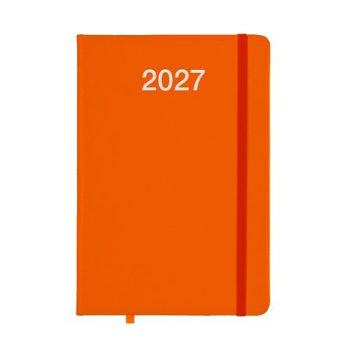 Agenda Giornaliera 2027 rigida PU 24x17cm bianca con elastico