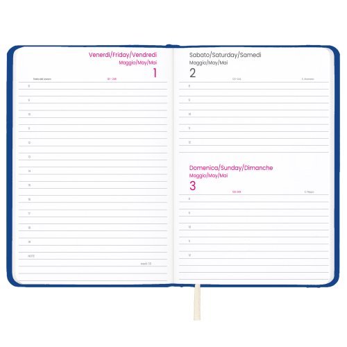 Agenda Giornaliera 2027 rigida PU 24x17cm bianca con elastico