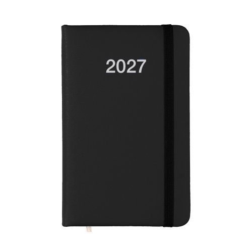 Agenda tascabile 2027 rigida PU elastico bianca 14x9cm
