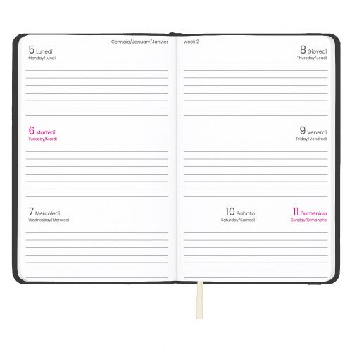 Agenda tascabile 2027 rigida PU elastico bianca 14x9cm