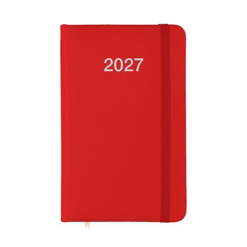 Agenda tascabile 2027 rigida PU elastico bianca 14x9cm