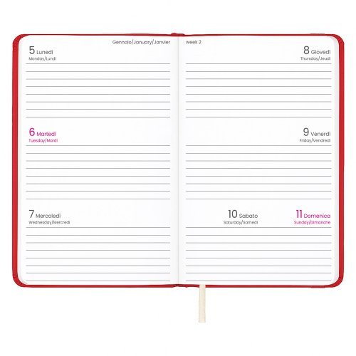 Agenda tascabile 2027 rigida PU elastico bianca 14x9cm