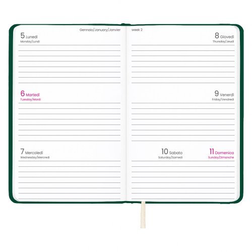 Agenda tascabile 2027 rigida PU elastico bianca 14x9cm