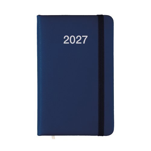 Agenda tascabile 2027 rigida PU elastico bianca 14x9cm