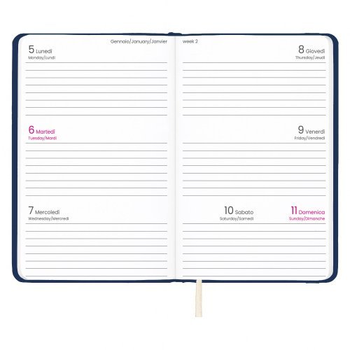 Agenda tascabile 2027 rigida PU elastico bianca 14x9cm