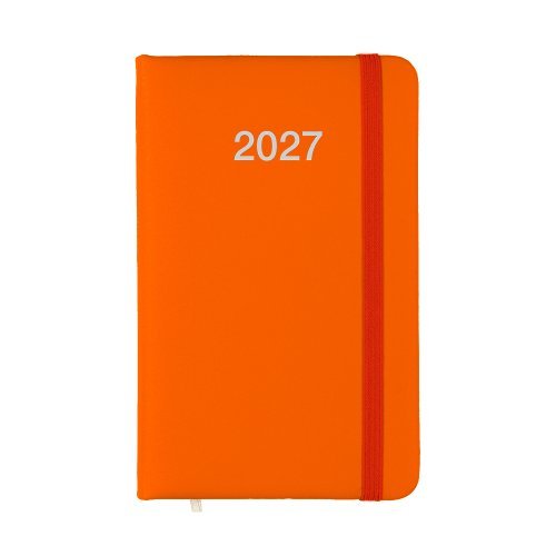 Agenda tascabile 2027 rigida PU elastico bianca 14x9cm