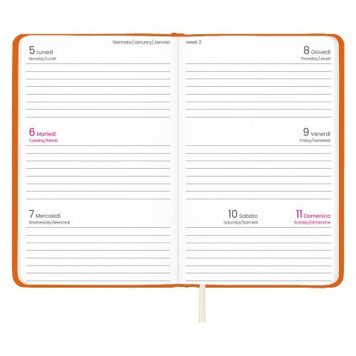 Agenda tascabile 2027 rigida PU elastico bianca 14x9cm