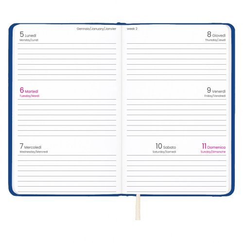 Agenda tascabile 2027 rigida PU elastico bianca 14x9cm