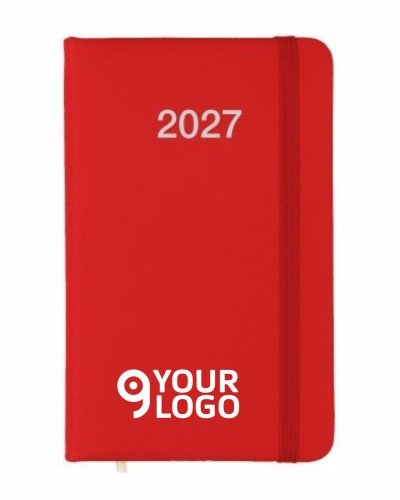 Agenda tascabile 2027 rigida PU elastico bianca 14x9cm
