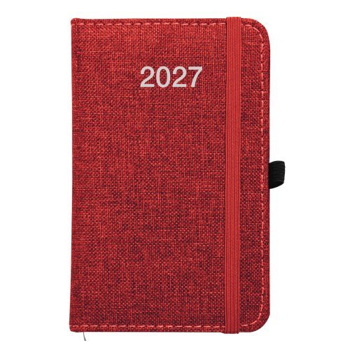 Agenda tascabile 2027 R-PET mélange, rigida, 9x14cm con elastico