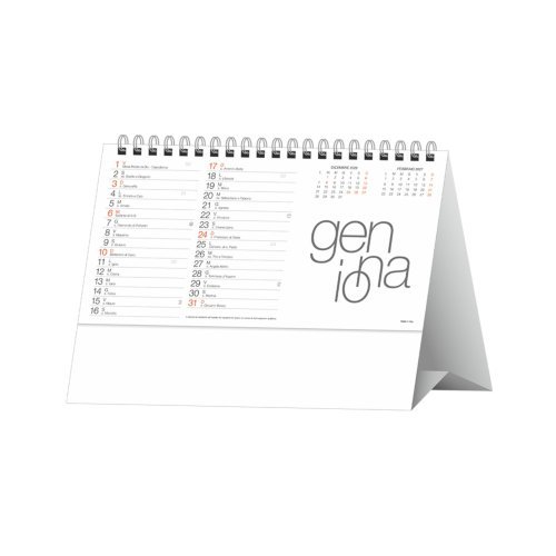 Calendario da tavolo design 19x14,5 cm in carta patinata opaca