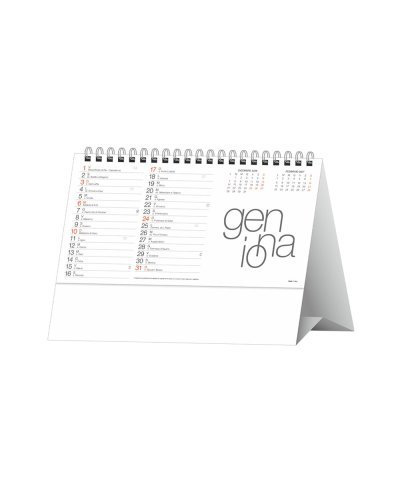Calendario da tavolo design 19x14,5 cm in carta patinata opaca