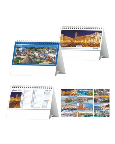 Calendario da tavolo Puglia 2027 illustrato, carta opaca 100gr
