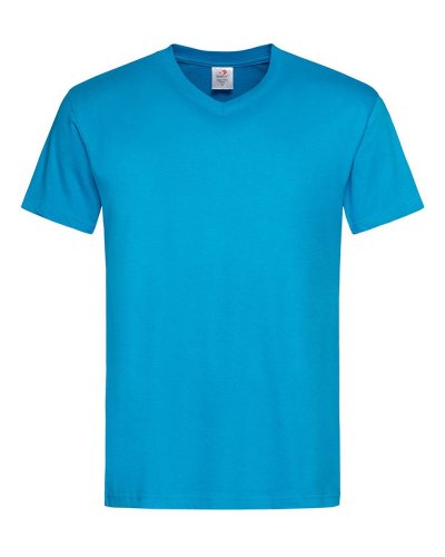 T-shirt scollo a V Classic Ocean Blue