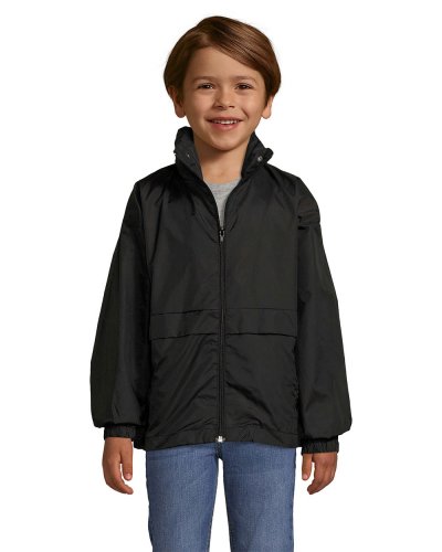 Giacca Antivento Impermeabile Bambino  SURF KIDS Nero