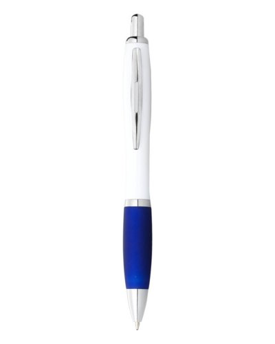 Penna a sfera con meccanismo a scatto Nash Solido Bianco / Royal Blue