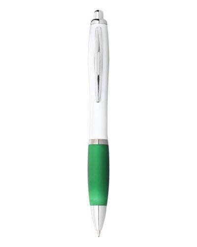 Penna a sfera con meccanismo a scatto Nash Solido bianco / verde