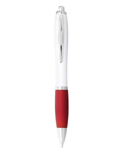 Penna a sfera con meccanismo a scatto Nash Solido Bianco / Rosso