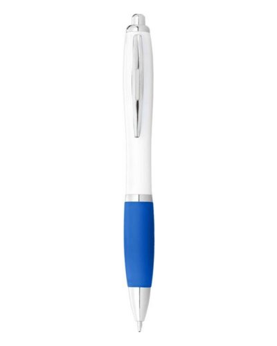 Penna a sfera con meccanismo a scatto Nash Solido bianco / Acqua