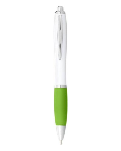 Penna a sfera con meccanismo a scatto Nash Solido Bianco / Verde Lime