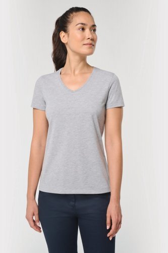 T-shirt ecosostenibile antibatterica con scollo a v donna