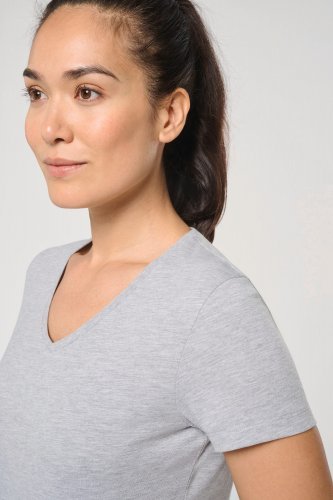 T-shirt ecosostenibile antibatterica con scollo a v donna