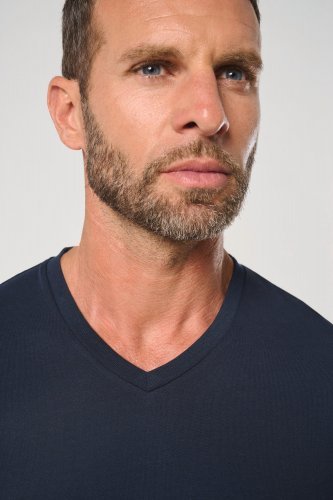 T-shirt ecosostenibile antibatterica con scollo a v uomo