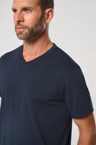 T-shirt ecosostenibile antibatterica con scollo a v uomo