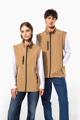 Giacca unisex softshell a 3 strati con cappuccio e maniche staccabili