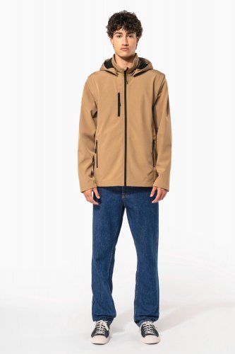 Giacca unisex softshell a 3 strati con cappuccio e maniche staccabili