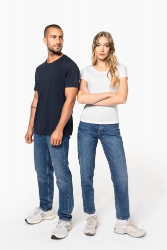 T-shirt bio maniche corte e collo con bordi a taglio vivo