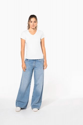 T-shirt donna maniche corte con collo a v