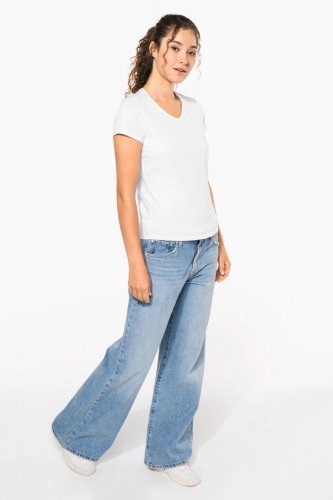 T-shirt donna maniche corte con collo a v