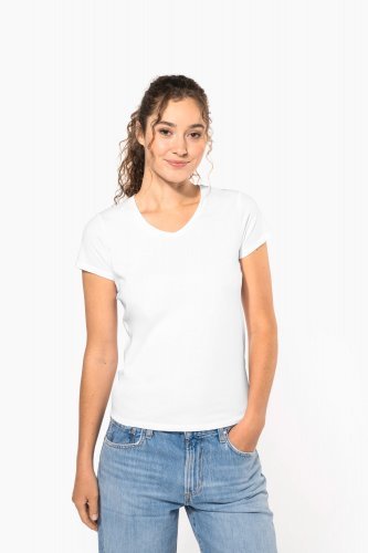 T-shirt donna maniche corte con collo a v