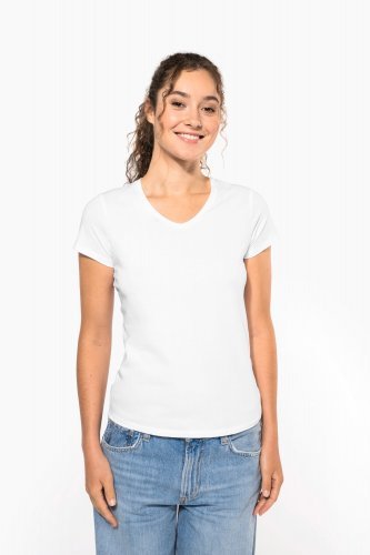 T-shirt donna maniche corte con collo a v