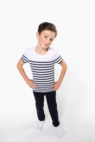 T-shirt bambino in stile marinaro bio girocollo