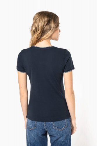T-shirt piqué donna scollo a v
