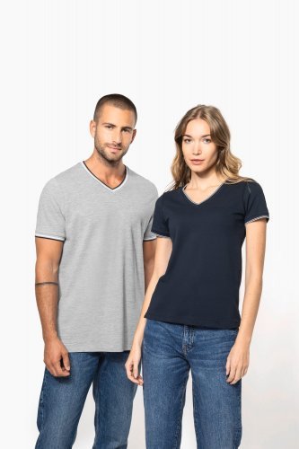 T-shirt piqué donna scollo a v