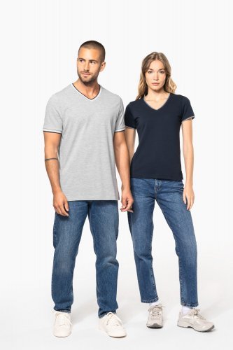 T-shirt piqué donna scollo a v