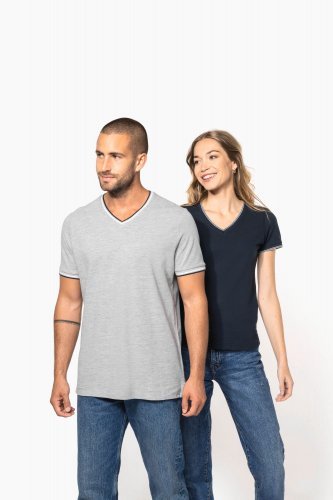 T-shirt piqué donna scollo a v