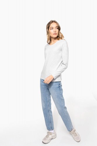 T-shirt donna manica lunga girocollo