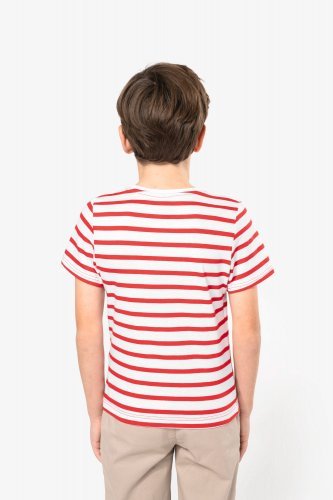 T-shirt bambino manica corta a righe stile marinaio con tasca