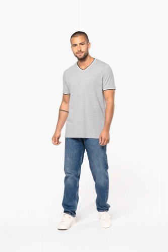 T-shirt piqué uomo scollo a v