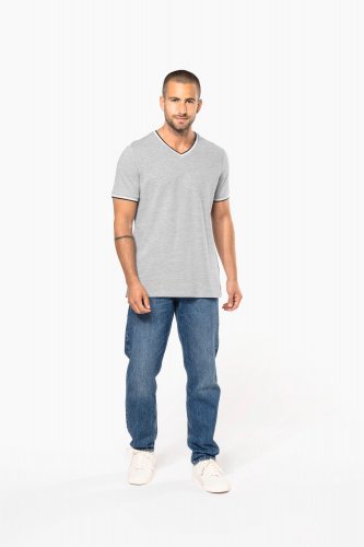 T-shirt piqué uomo scollo a v