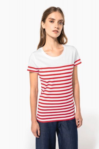 T-shirt donna in stile marinaro bio girocollo